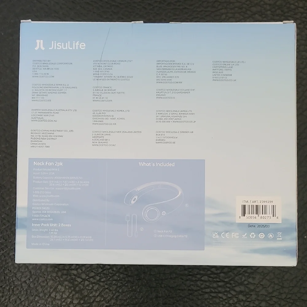 JisuLife White Neck Fan 2 Pack
